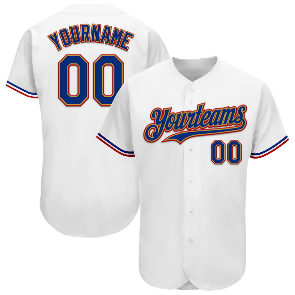 Custom White Royal Old Gold-Red Authentic Baseball Jersey - Sky-Custom
