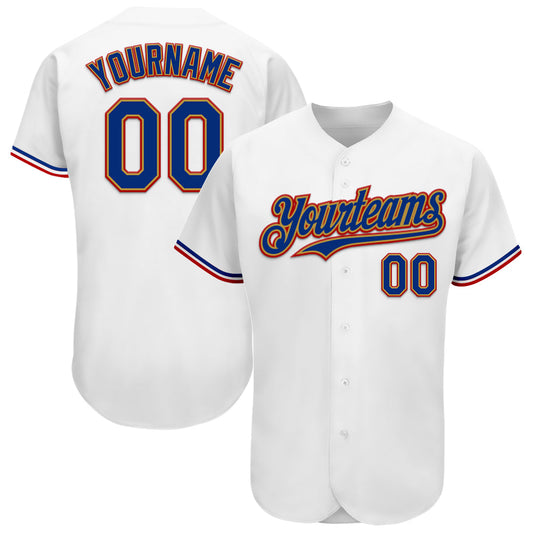 Custom White Royal Old Gold-Red Authentic Baseball Jersey - Sky-Custom