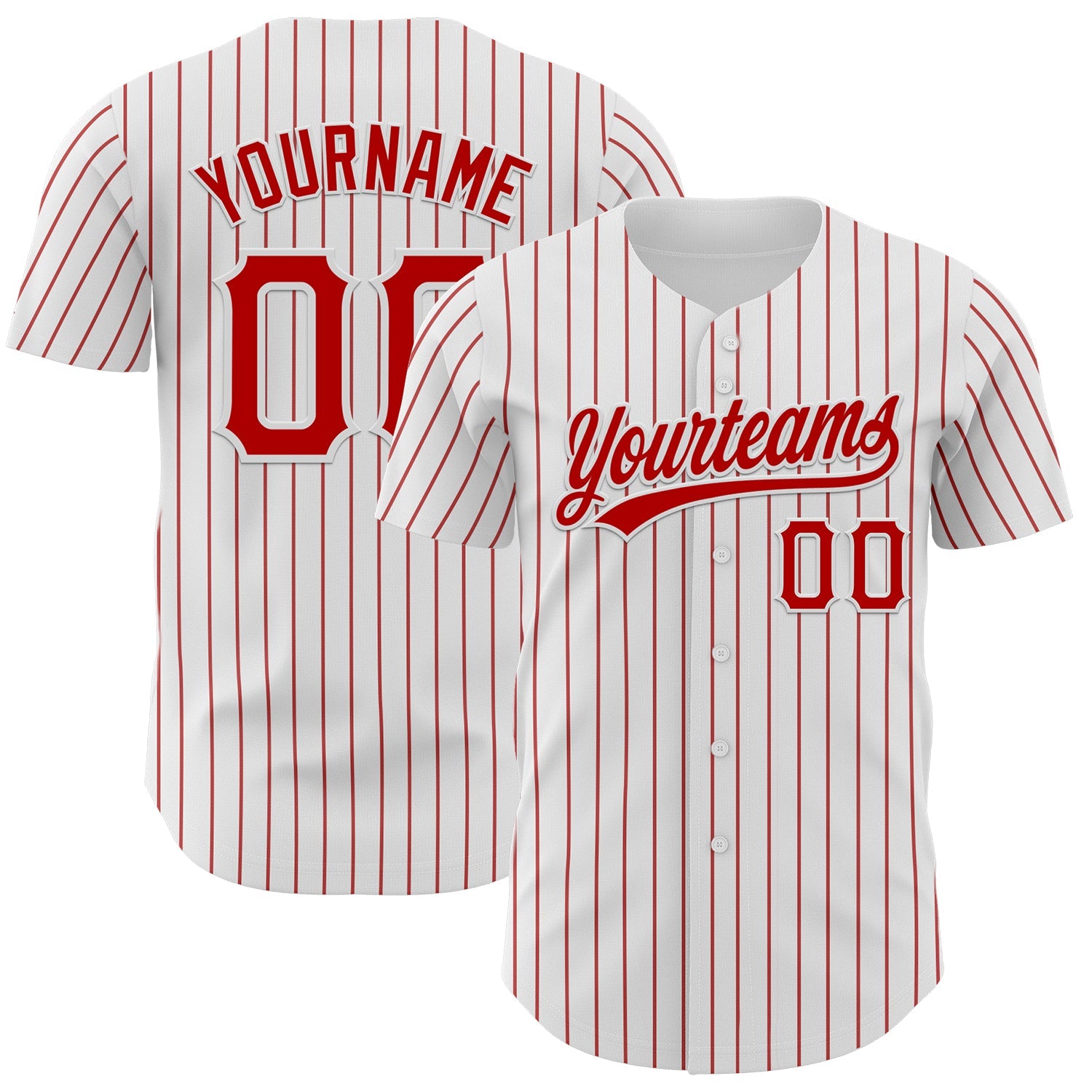 Custom White Red Pinstripe Red Authentic Baseball Jersey - Sky-Custom