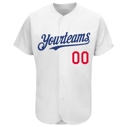 Custom White Royal-Red Authentic Baseball Jersey - Sky-Custom