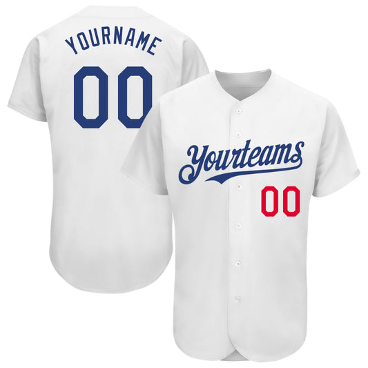 Custom White Royal-Red Authentic Baseball Jersey - Sky-Custom