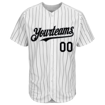 Custom White Black Pinstripe Gray Authentic Baseball Jersey - Sky-Custom