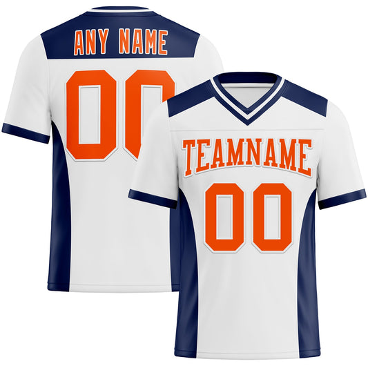 Custom White Orange-Navy Mesh Authentic Football Jersey - Sky-Custom