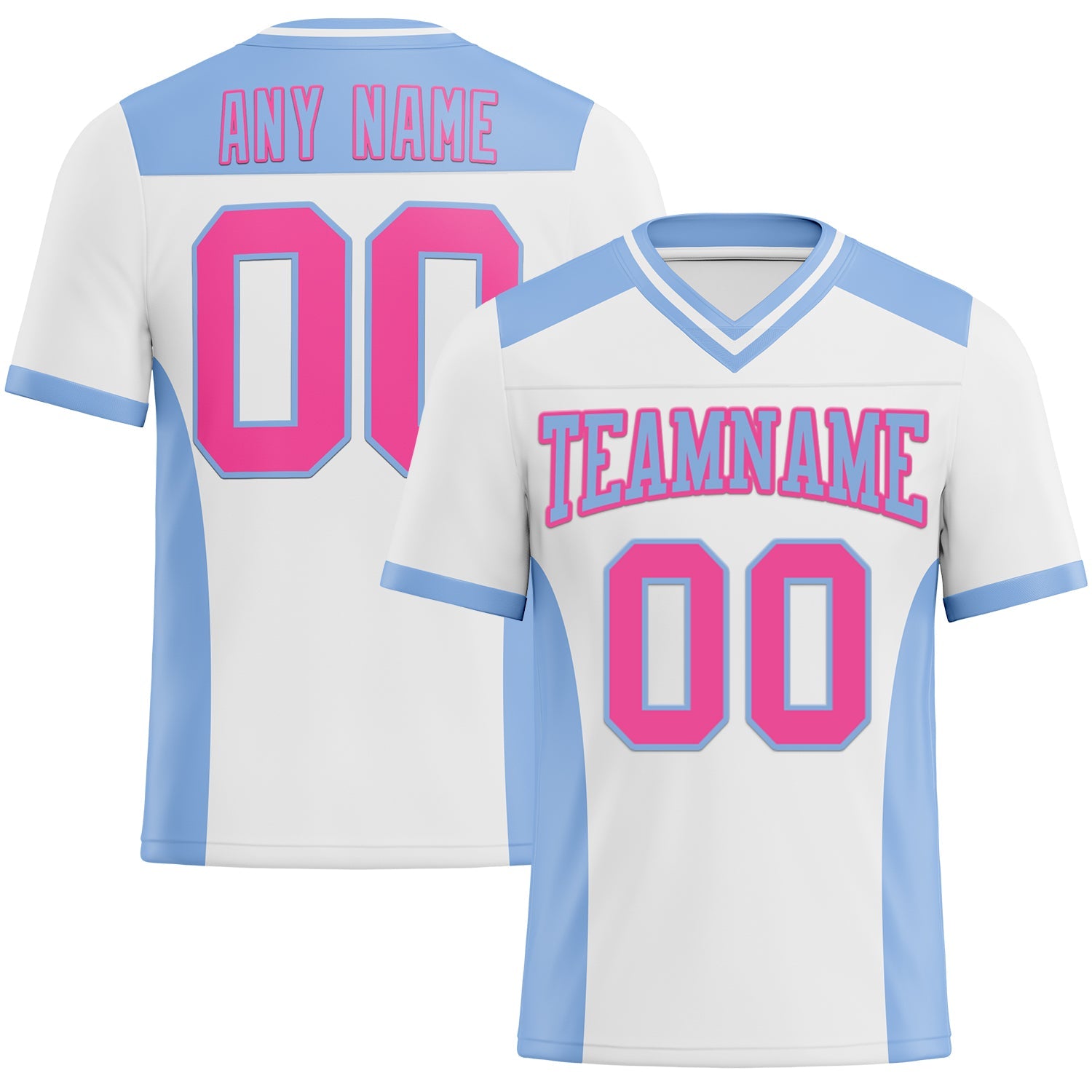 Custom White Pink-Light Blue Mesh Authentic Football Jersey - Sky-Custom