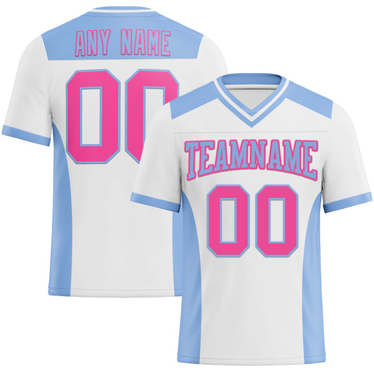 Custom White Pink-Light Blue Mesh Authentic Football Jersey - Sky-Custom