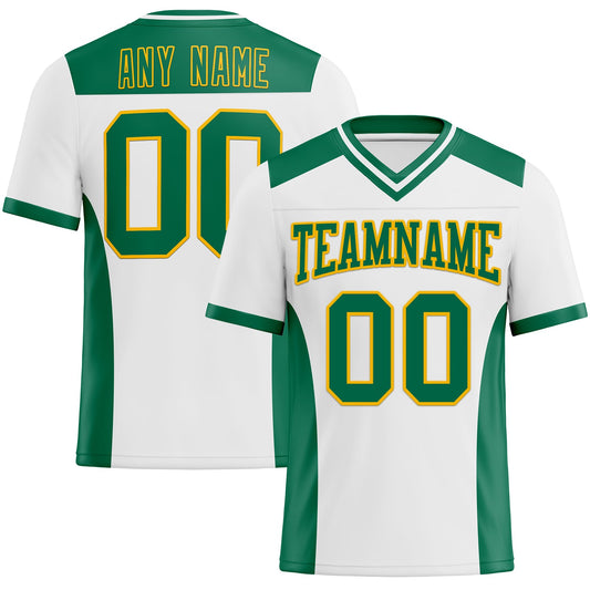 Custom White Kelly Green-Gold Mesh Authentic Football Jersey - Sky-Custom