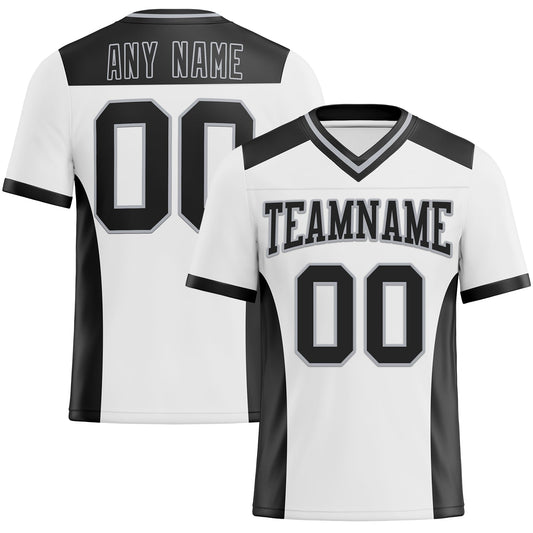 Custom White Black-Gray Mesh Authentic Football Jersey - Sky-Custom