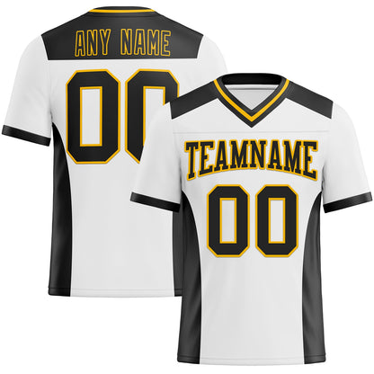 Custom White Black-Gold Mesh Authentic Football Jersey - Sky-Custom