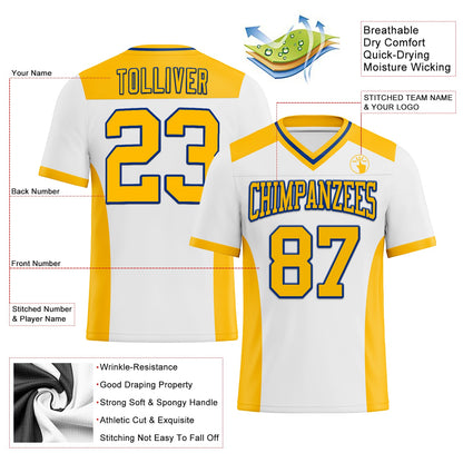Custom White Gold-Royal Mesh Authentic Football Jersey - Sky-Custom