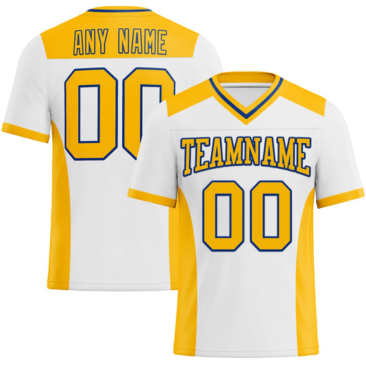 Custom White Gold-Royal Mesh Authentic Football Jersey - Sky-Custom