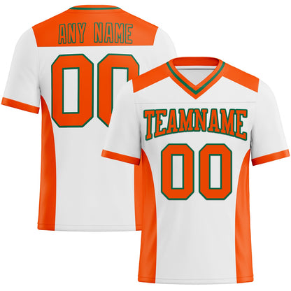 Custom White Orange-Kelly Green Mesh Authentic Football Jersey - Sky-Custom