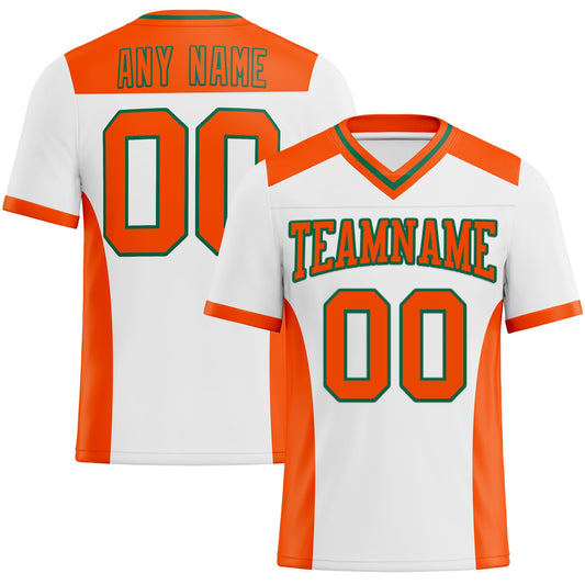 Custom White Orange-Kelly Green Mesh Authentic Football Jersey - Sky-Custom