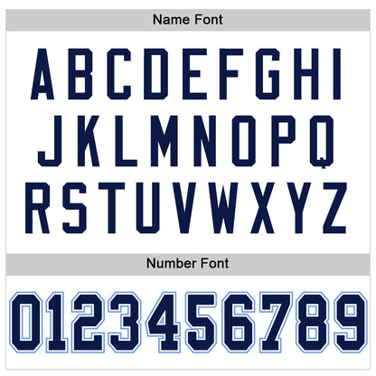 Custom White Navy-Light Blue Mesh Authentic Throwback Football Jersey - Sky-Custom