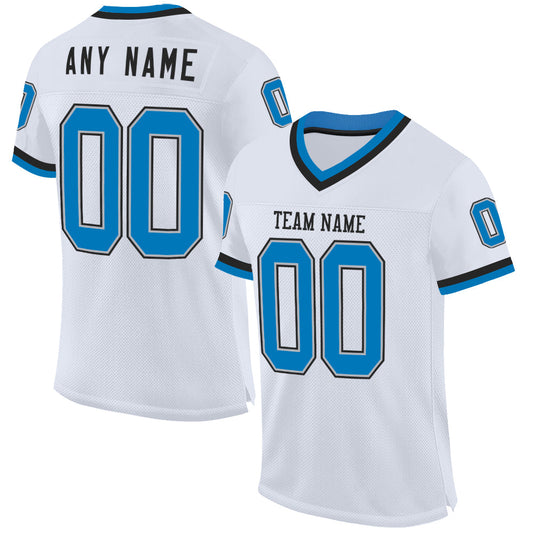 Custom White Blue Gray-Black Mesh Authentic Throwback Football Jersey - Sky-Custom