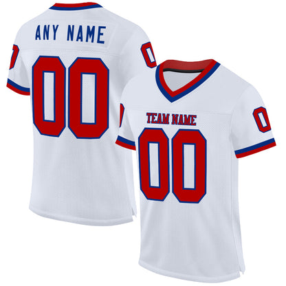 Custom White Red-Royal Mesh Authentic Throwback Football Jersey - Sky-Custom