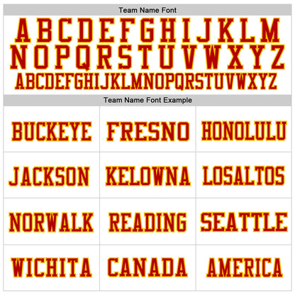 Custom White Red-Gold Mesh Authentic Throwback Football Jersey - Sky-Custom