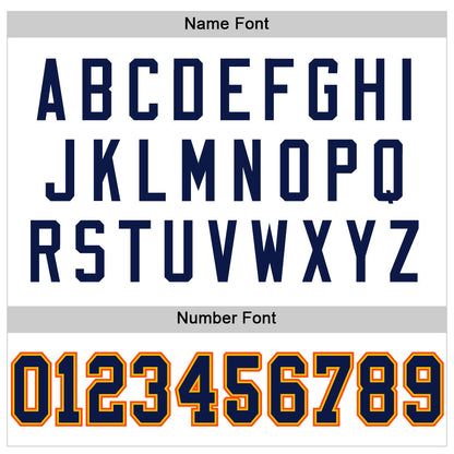 Custom White Navy Gold-Orange Mesh Authentic Throwback Football Jersey - Sky-Custom