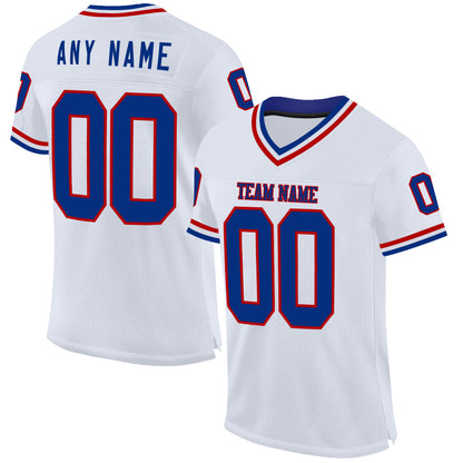 Custom White Royal-Red Mesh Authentic Throwback Football Jersey - Sky-Custom