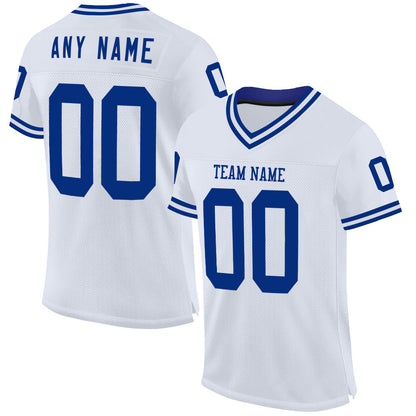 Custom White Royal Mesh Authentic Throwback Football Jersey - Sky-Custom