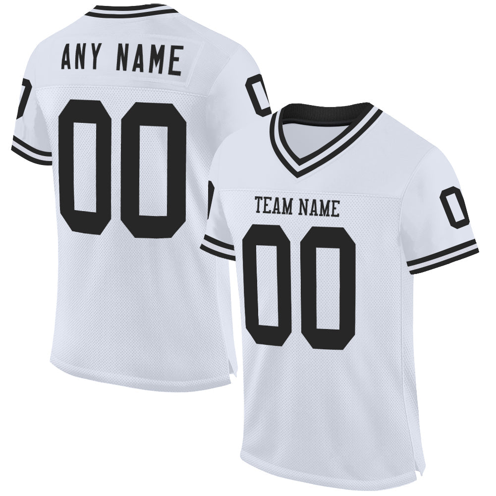 Custom White Black Mesh Authentic Throwback Football Jersey - Sky-Custom