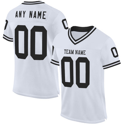 Custom White Black Mesh Authentic Throwback Football Jersey - Sky-Custom
