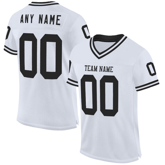 Custom White Black Mesh Authentic Throwback Football Jersey - Sky-Custom