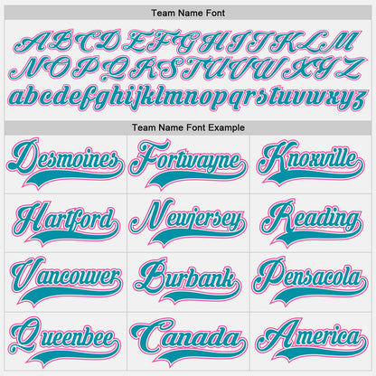 Custom White Teal-Pink Hockey Lace Neck Jersey - Sky-Custom
