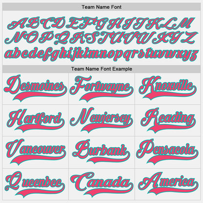 Custom White Neon Pink-Aqua Hockey Lace Neck Jersey - Sky-Custom
