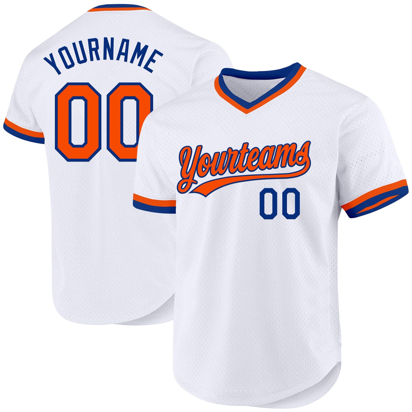 Custom White Orange-Royal Authentic Throwback Baseball Jersey - Sky-Custom
