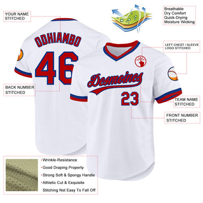 Custom White Red-Royal Authentic Throwback Baseball Jersey - Sky-Custom