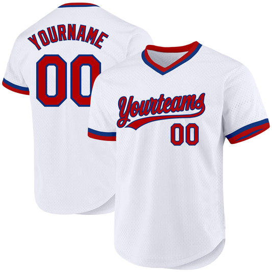 Custom White Red-Royal Authentic Throwback Baseball Jersey - Sky-Custom