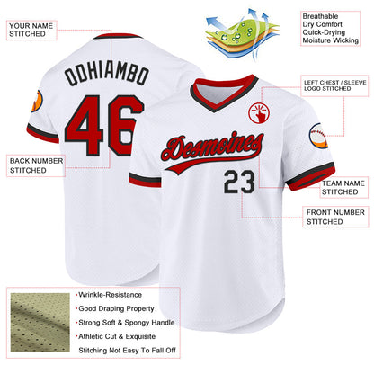 Custom White Red-Black Authentic Throwback Baseball Jersey - Sky-Custom