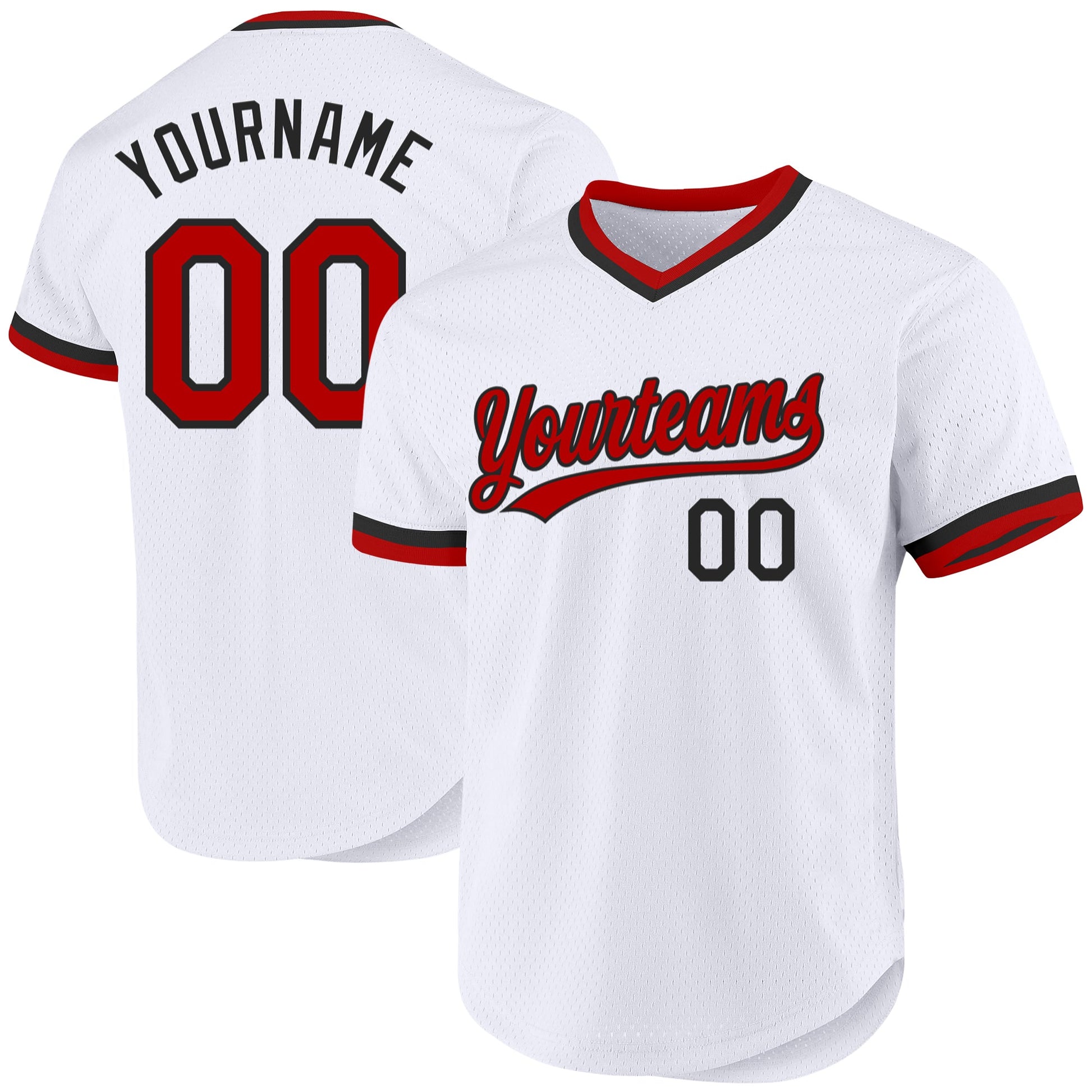 Custom White Red-Black Authentic Throwback Baseball Jersey - Sky-Custom