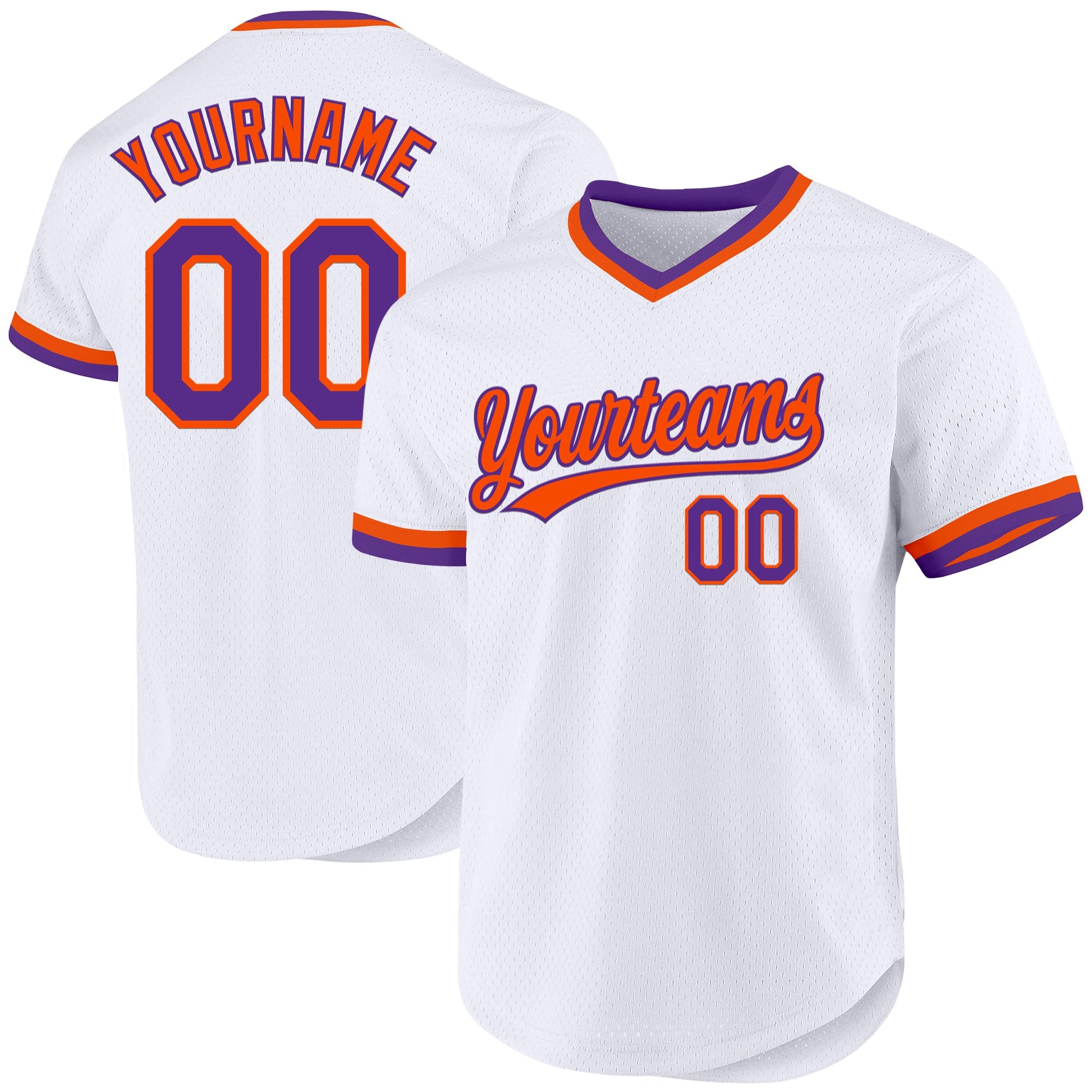 Custom White Purple-Orange Authentic Throwback Baseball Jersey - Sky-Custom