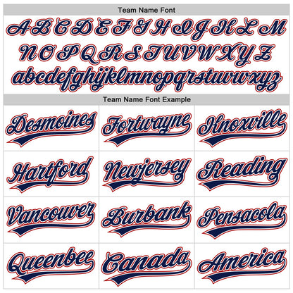 Custom White Navy-Red Authentic Throwback Baseball Jersey - Sky-Custom