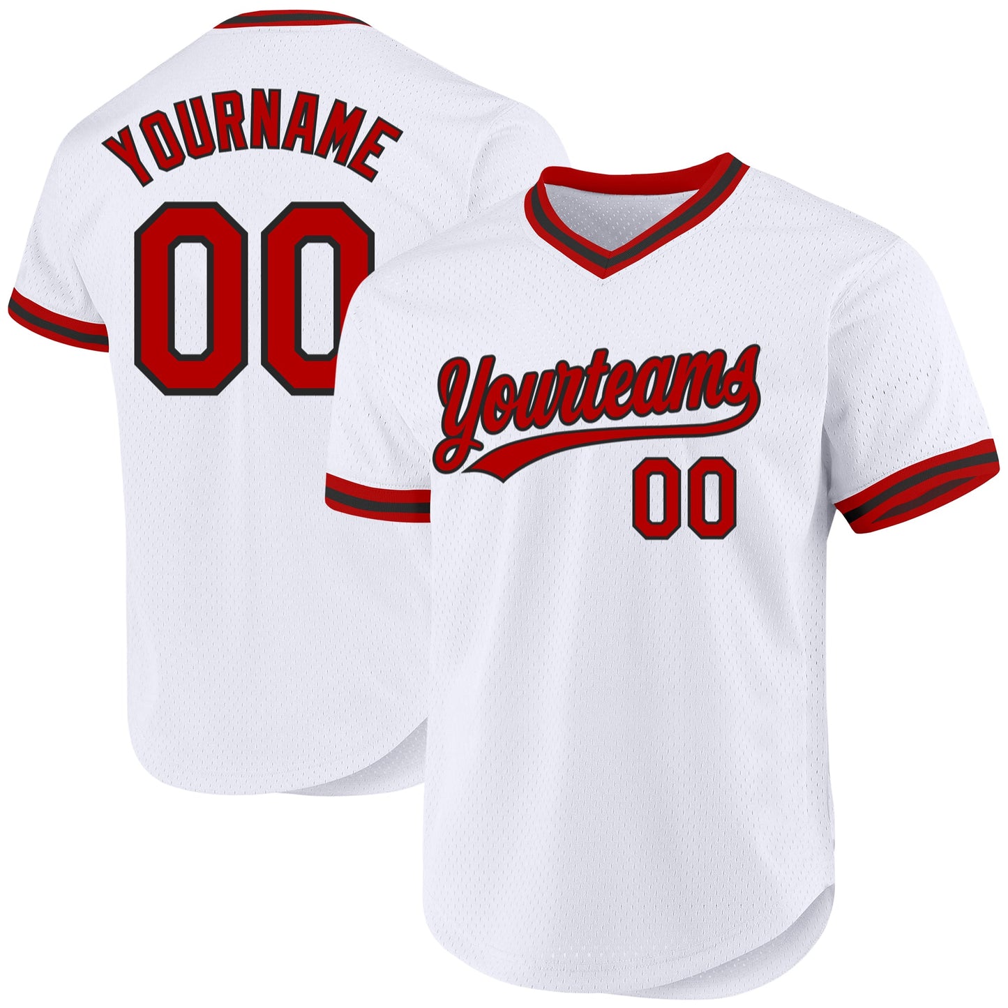 Custom White Red-Black Authentic Throwback Baseball Jersey - Sky-Custom