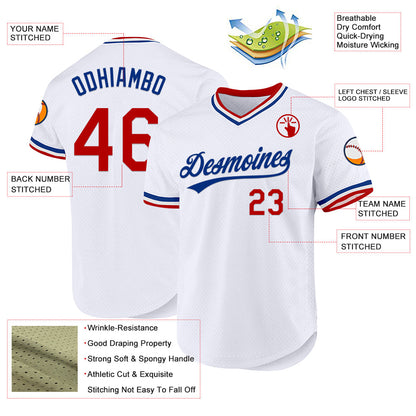 Custom White Red-Royal Authentic Throwback Baseball Jersey - Sky-Custom