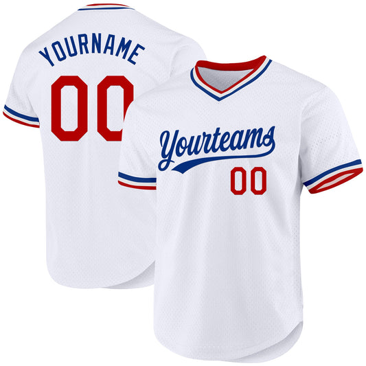 Custom White Red-Royal Authentic Throwback Baseball Jersey - Sky-Custom