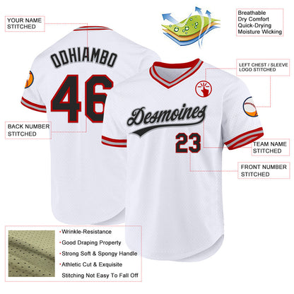 Custom White Black Red-Gray Authentic Throwback Baseball Jersey - Sky-Custom