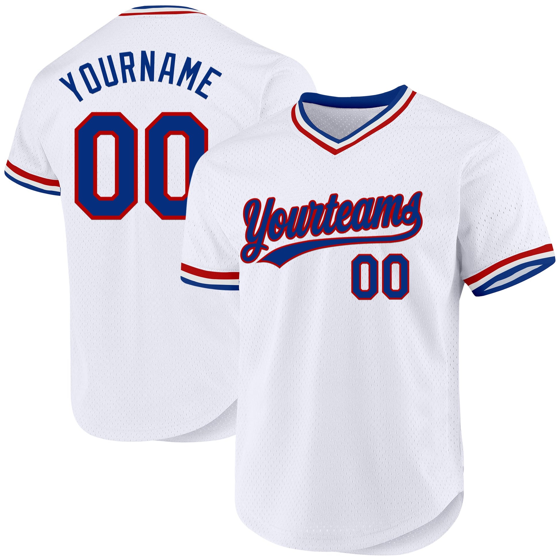 Custom White Royal-Red Authentic Throwback Baseball Jersey - Sky-Custom
