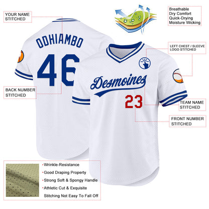 Custom White Royal-Red Authentic Throwback Baseball Jersey - Sky-Custom