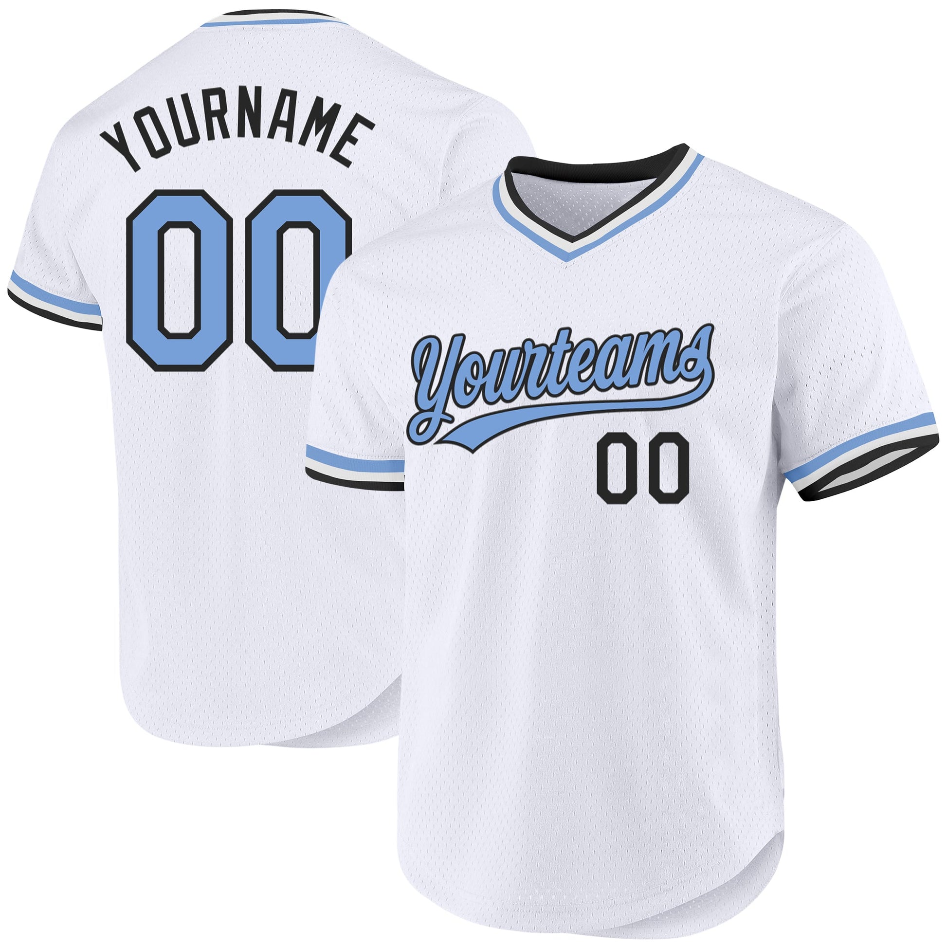 Custom White Light Blue-Black Authentic Throwback Baseball Jersey - Sky-Custom