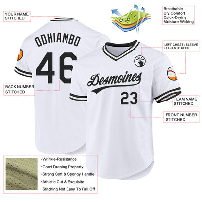 Custom White Black Authentic Throwback Baseball Jersey - Sky-Custom