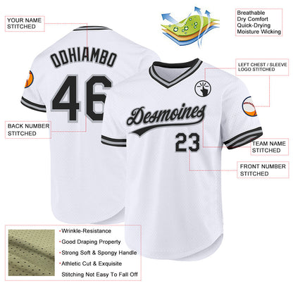 Custom White Black-Gray Authentic Throwback Baseball Jersey - Sky-Custom