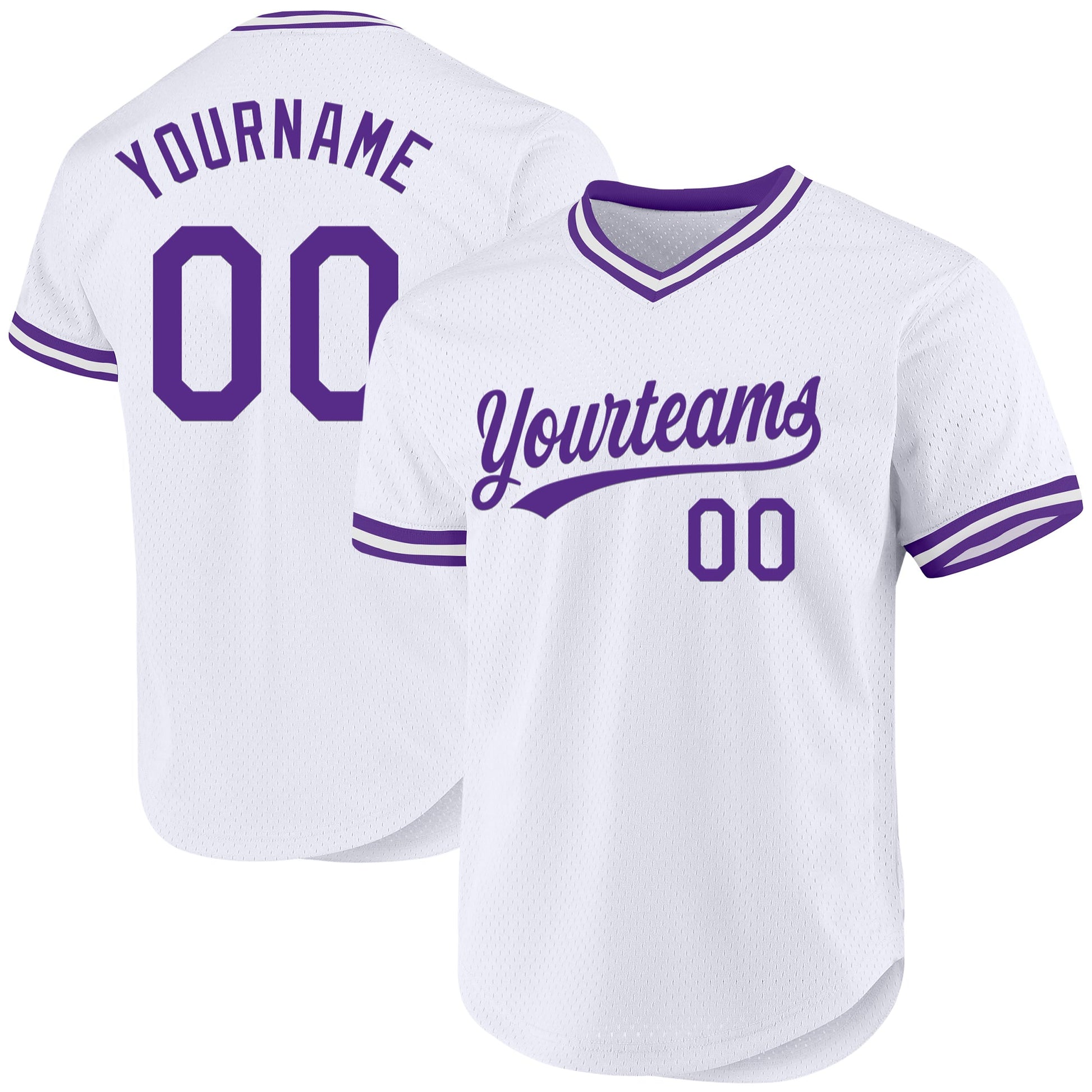Custom White Purple Authentic Throwback Baseball Jersey - Sky-Custom
