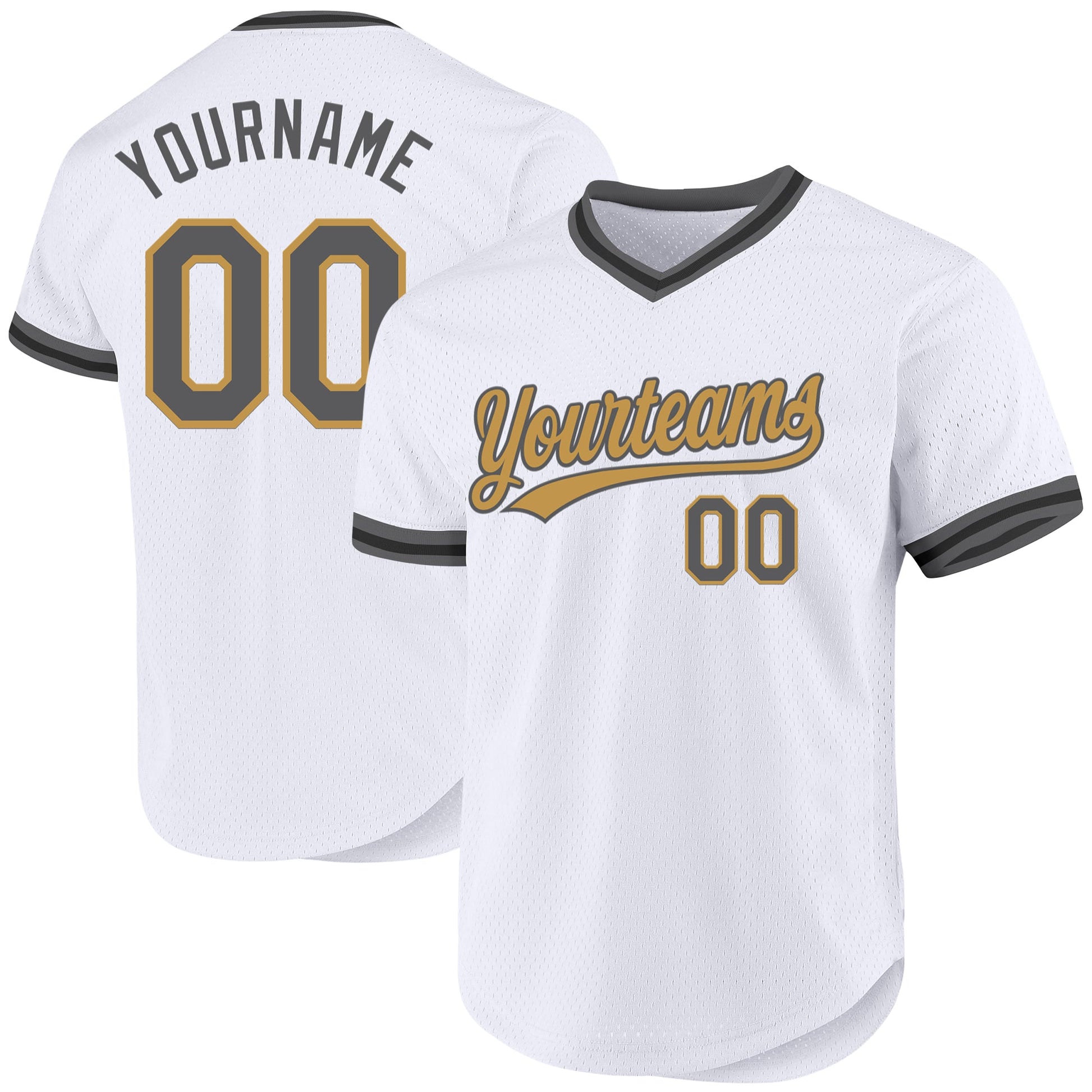 Custom White Steel Gray Old Gold-Black Authentic Throwback Baseball Jersey - Sky-Custom