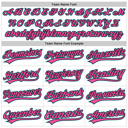 Custom White Teal Black-Pink Authentic Throwback Baseball Jersey - Sky-Custom