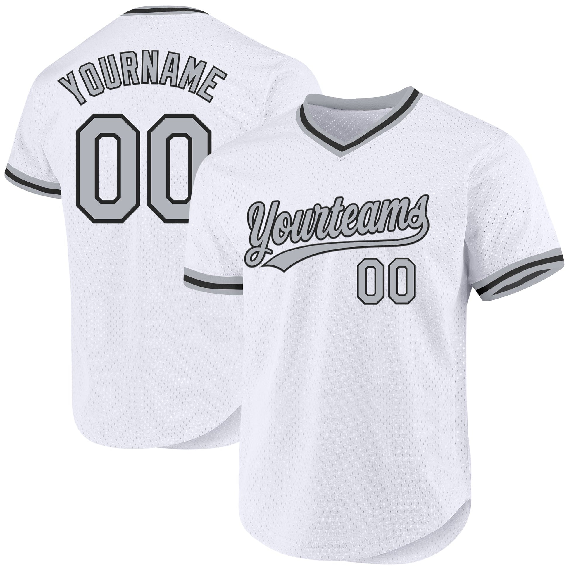 Custom White Gray-Black Authentic Throwback Baseball Jersey - Sky-Custom
