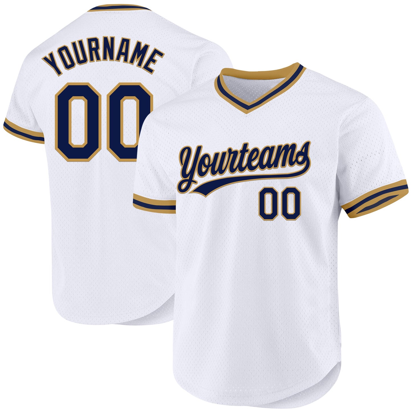 Custom White Navy-Old Gold Authentic Throwback Baseball Jersey - Sky-Custom