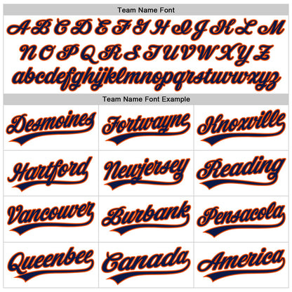 Custom White Navy-Orange Authentic Throwback Baseball Jersey - Sky-Custom
